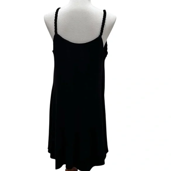 Sky Clothing Black Braided Lace-Up V-Neck Mini Dress Size Medium Made in USA - Picture 4 of 7